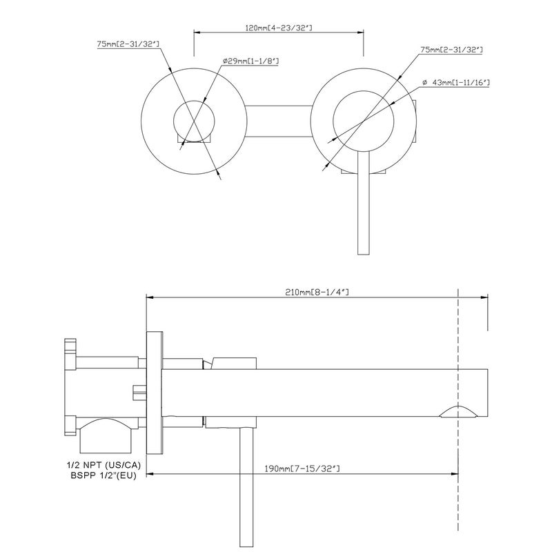 Sumerain Wall Mount Bathroom Faucet Brushed Nickel,Valve Included - Image 4